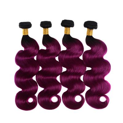 China No Shedding Ombre Brazilian Hair Weaves Bundles 1B/Purple Straight Body Wave Ombre Hair Extensions for sale