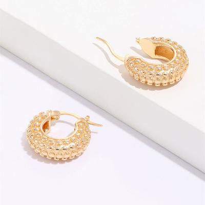 China Punk Punk 18K Gold Plated Brass Chunky Hoop Earrings Small Beads Design Earring for sale