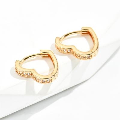 China FASHIONABLE Exquisite Earring Circle Earring 18K Gold Plated Brass Heart Earrings For Women for sale