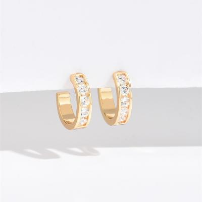 China TRENDY 18K Gold Plated Cubic Zircon Circle Huggie Earrings For Women Girl for sale