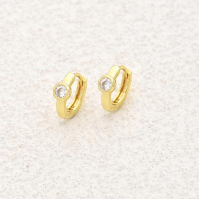 China TRENDY 18K Gold Plated Cubic Huggie Earrings Circle Zircon Elegant Jewelry For Women Girl for sale