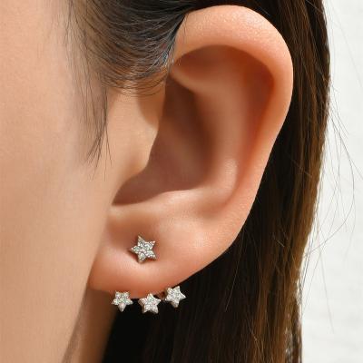 China TRENDY Gold Plated 18K Cubic Zirconia Sparkling Star Stud Earring Fan Shape Earrings for sale