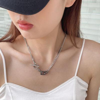 China Vintage Design Stainless Steel Link Chain Custom Necklace Punk Jewelry Minimalist Women Toggle OT Clasp Necklace for sale