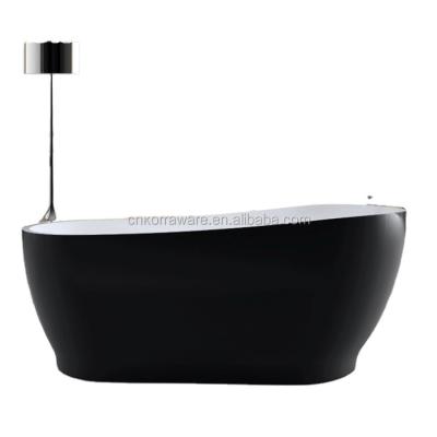 China Modern Black Acrylic Free Standing Bathroom Tubs Round Shape Black Soaking Bathtub for sale