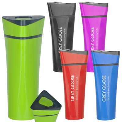 China Viable Hot Selling Plastic Tumbler In Triangle Shape BPA Free 450ml 16OZ Promotional Double Wall Travel Mug for sale