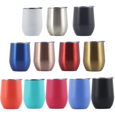 China 12 oz Termo PORTABLE Promotional Gifts Travel Stemless Thermo Wine Tumbler Cups Double Wall Insulated Stainless Steel Mug for sale