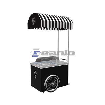 China Customized Italian Gelato Bike Ice Cream Street Mobile Push Cart Popsicle Showcase Freezers Vending Ice Cream Cart for sale