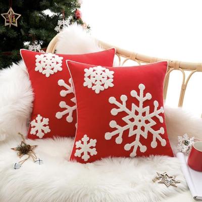 China 2022 Celebration Anti-static Furry Snowflake Christmas Snowflower Snow Cushion Canvas Cover Large For Car Sofa Home for sale