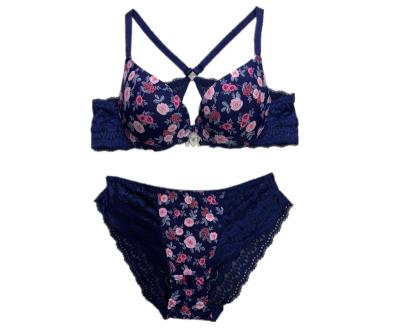 China QUICK DRY Women Bra And Panty Sets European classic Sexy fashionable  beautyFloral print full-cup nightclubs show back bra for sale