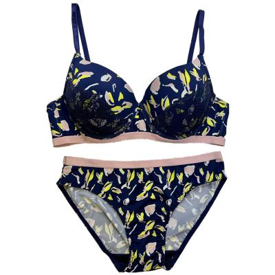 China QUICK DRY Women Bra And Panty Sets European classical flower printing  pattern nylon fabric Sexy fashionable wild underwear sets for sale