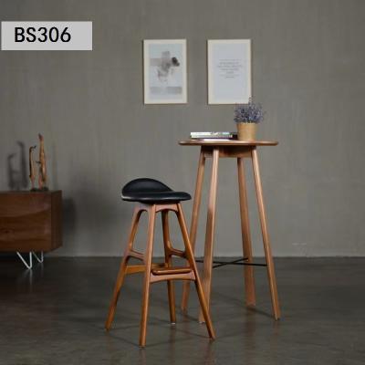 China BS306 Factory Modern Stylish Modern Ash PU Leather Umpire Chair Hotel Cafe Bar Chair Solid Wood Chair for sale