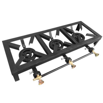 China Durable 3 Burner Angel Iron Cast Iron Gas Outdoor Cooking Stove for sale