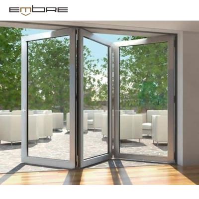 China Traditional Aluminum Accordion Door Water Proof Patio Balcony Exterior Sliding Bi-Folding Doors for sale