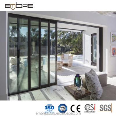 China Sliding Profile Aluminum Accordion Sliding Exterior Trailer Glass Barn Doors For House for sale