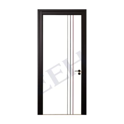 China Post Modern New Design Simple White Stripes Frame Solid Wood Wooden Door for sale