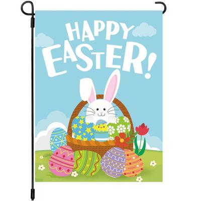 China Outdoor Advertising Display Happy Easter Bunny Style Double Sided Burlap Garden Flag For Outdoor Decoration for sale