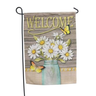 China Custom Printing / Embroidered Double Sided Burlap Garden Flag 12.5x18 Inch Sublimation Custom Print Welcome for sale