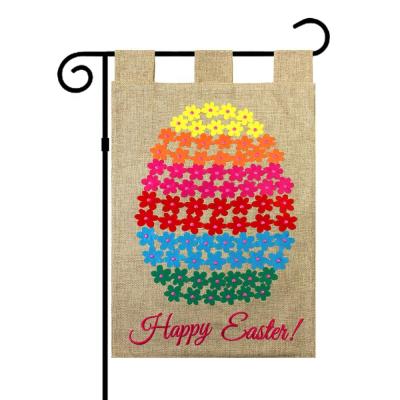 China Hot Sale Easter Burlap Durable Embroidered  Polyester Custom Printed Garden Flags for sale