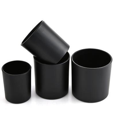 China Unique Art 220ml Matte Black Glass Candle Press Candle Modern Glass Jar Candle Jar for sale