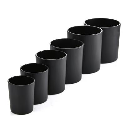 China Home Decoration 315ml Candle Press Table Glass Candle Jar Matte Black Glass Jar for sale