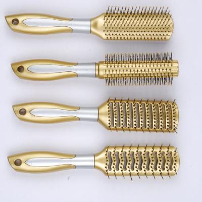 China Cushion Gold Plastic Rolling Hair Brushes Duct Hair Brush Professional Professional Detangling Hair Brush Wholesale for sale