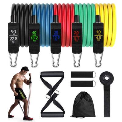 China Durable Gym Strength Exercise LATEX Band 11pcs Workouts Bands Fitness Tube Resistance Band Set Home Set for sale