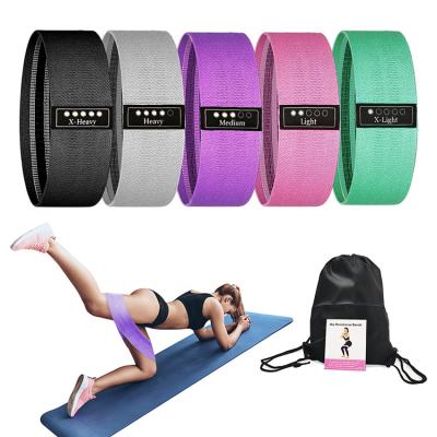 China Durable Custom Logo Yoga Fitness Elastic Booty Hip Bands Fabric Legs Strength Training Belt Buckle Hip Resistance Bands for sale