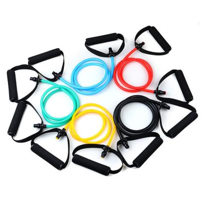 China Durable Gym Workout Stackable Up Exercise Tubes Resistance Band Yoga Resistance Band Single Tube With Handle for sale