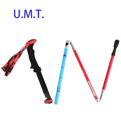 China Adjustable Folding Canes Increasing Stick Cane Carbon Fiber Folding 5 Sections Telescopic Trekking Pole Outdoor Walking Alpenstock for sale