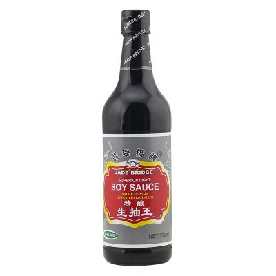 China 500ml Genuine Seasoning No MSG Supplier OEM Factory Price Jade Bridge Superior Light Soy Sauce 500ml for sale