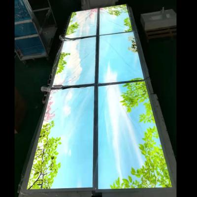 China Modern Indoor Recess Surface Mounted 72w 600x1200 Ceiling Led Light Panel Sky Blue Led Lighting Panel for sale