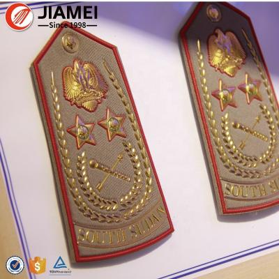 China For Military Unifrom Custom Army Uniform Embossed Army Soft National Rank Uniform Epaulet Gold Metal Epaulets for sale