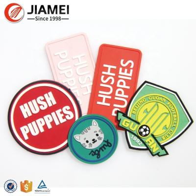 China Washable Custom 3D / 2D Sew On Embossed Silicone Rubber PVC Patch for sale