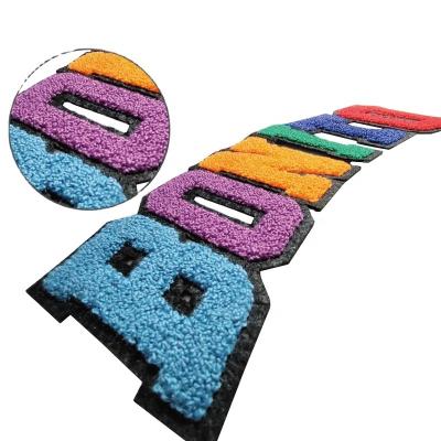 China Other Custom Towel Embroidered Letter Embroidery Chenille Patch With Factory Price for sale