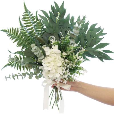 China Beautiful Colorful Artificial Flower Plant Real Touch Faux Eucalyptus Stems Set Green Artificial Leaves Flower For Wedding Bouquets for sale