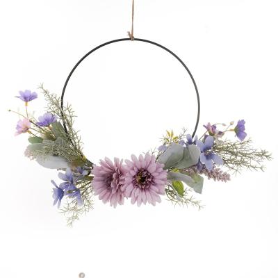 China Purple Garland Silk Gerbera Wall Hanging CF01095 Flower Flowers For Home Decoration Wedding Door Artificial Flower Rings Garland for sale