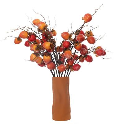 China MW86001 High Simulation 80CM Length Artificial Persimmon Stem Artificial Persimmon Fruit Plant Fruit for sale