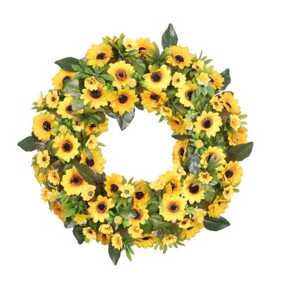 China SYWA10-3 Amazon Best Selling Artificial Sunflower Flowers For Wedding Home Door Wall Window Decoration Sunflower Garland Ring for sale