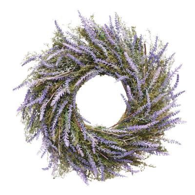 China SYWA35 Lavender Simulate The Latest Garland Home Decoration Wall Hanging Door Artificial Lavender Wreath for sale