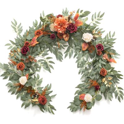 China Fashional Handcrafted Artificial Flowers Wedding Table Centerpieces Eucalyptus Artificial Flower Garland For Decoration for sale