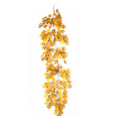 China XY-52124 Autumn Artificial Gold Maple Leaves Vine for Home Wall Hang Indoor Outdoor Wedding Party Decorations for sale