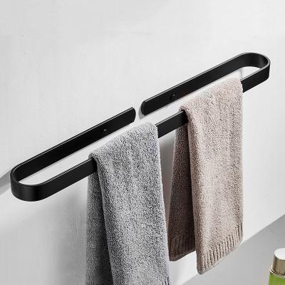 China Sanga Wall Mount Fashion Aluminum Rak Handuk Bathroom Corner Towel Rack Organizer Black Towel Rails Self Adhesive Holder for sale