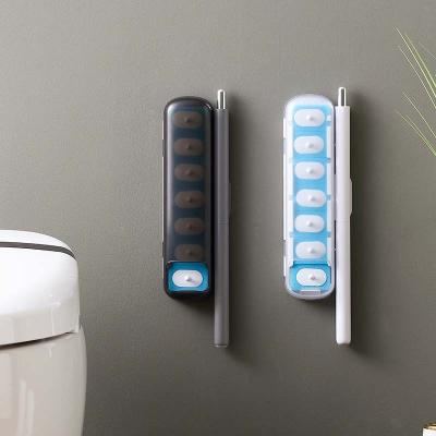 China Sustainable New Design Wall Mounted Refill Magnetic Disposable Sanga Toilet Brush With 7 Pcs Disposable Sponge for sale