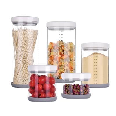 China 5PC Package Sustainable Set Container SetStorage Box Clear Kitchen Pantry Vacuum Airtight Seasoning Storage Container For Dry Food for sale