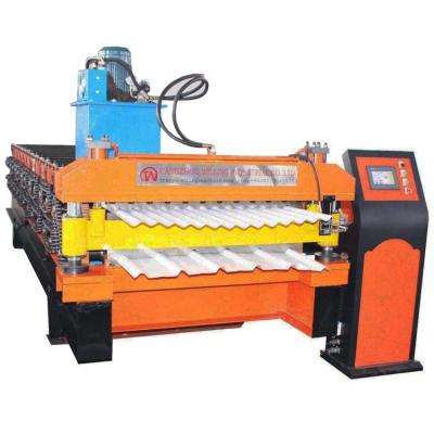 China Hotels Sheet Use Double Layer Corrugated Steel Profile Roofing Sheet Roll Forming Machine for sale