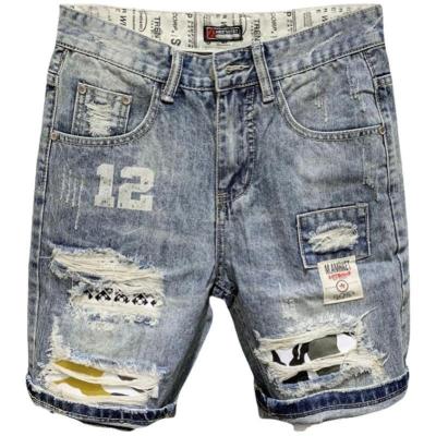 China Breathable Newcomer Ripped Destroyed Distressed Denim Shorts Mens Hole Denim Shorts Blue Male Hip Hop Fashion Casual Jeans Short for sale