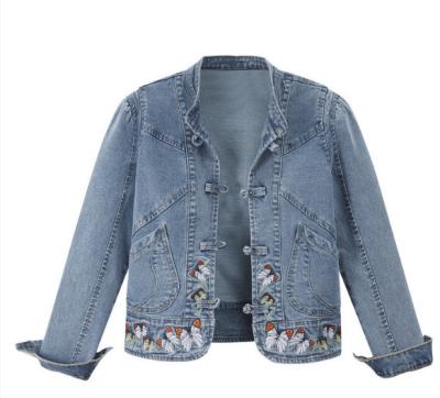 China 2023 Breathable New Chinese Style Embroidered Stretch Denim Jackets Customized To Button Loose Women's Jacket Short Top for sale