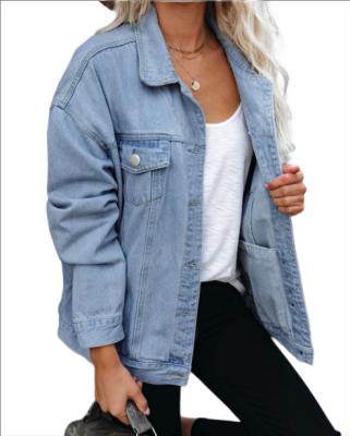 China Autumn Casual Women Denim Spring Denim Jacket Custom Made Loose Blue Washed Fabrics Women's Breathable Vintage Denim Jacket for sale