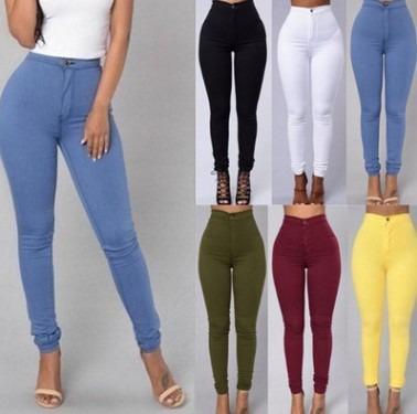 China Breathable 2023 High Rise Ladies Pencil Pants Multicolor High Waist Skinny Leggings Jeans Fall Stretch Pants For Women for sale