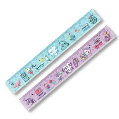 China Plastic FOR Q-LIA STA-44285-4 Student Cute Cartoon Small Ruler 15CM Cool Green for sale